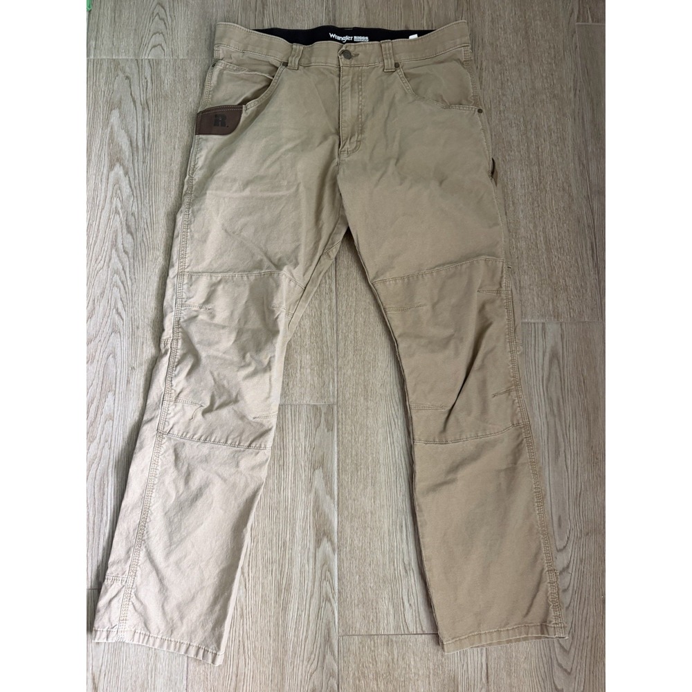 Wrangler Riggs Workwear Canvas Jeans Men's 36x 32 Beige Utility Double Knee EUC